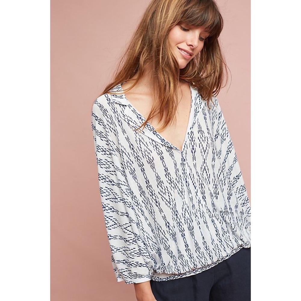 Anthropologie Collared V-Neck Top XS/S